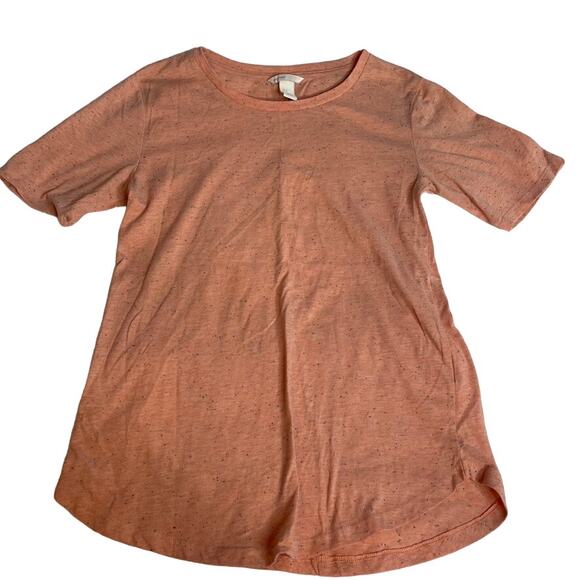 H&M Tops - H&M Speckled Peach Pink Orange Tee Shirt‎ 1/4 Sleeve Small Crewneck